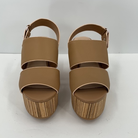 Kelsi Dagger Nash platform wedge sandal shoe nude tan leather double strap new 6 - Picture 3 of 7